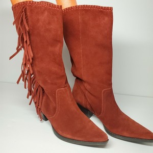 red suede fringe boots