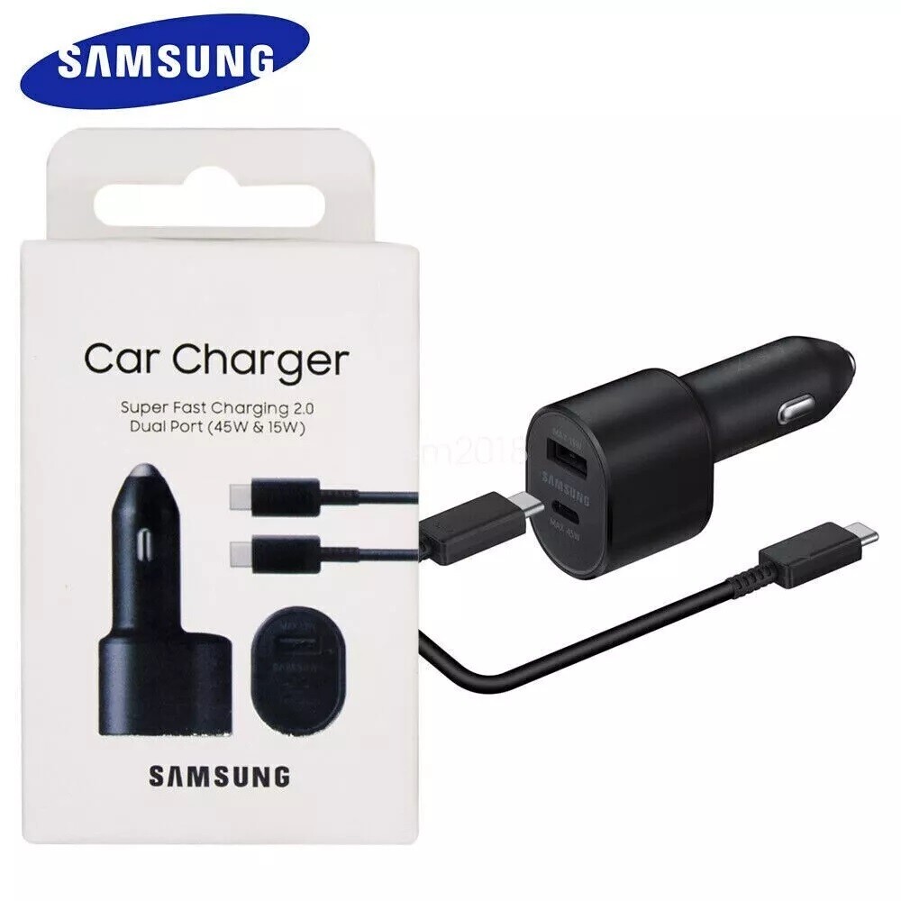 Samsung 45W Dual Car Charger with Cable Super Fast Charging 