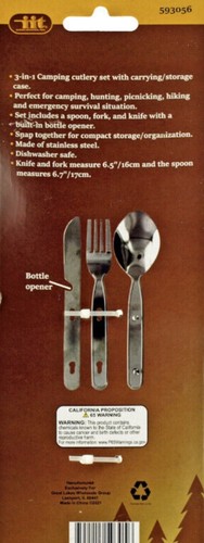 (2 JUEGOS) 3 en 1 Acero Inoxidable Campamento Cuchillo-Cuchara Abridor de Botellas - Imagen 3 de 3