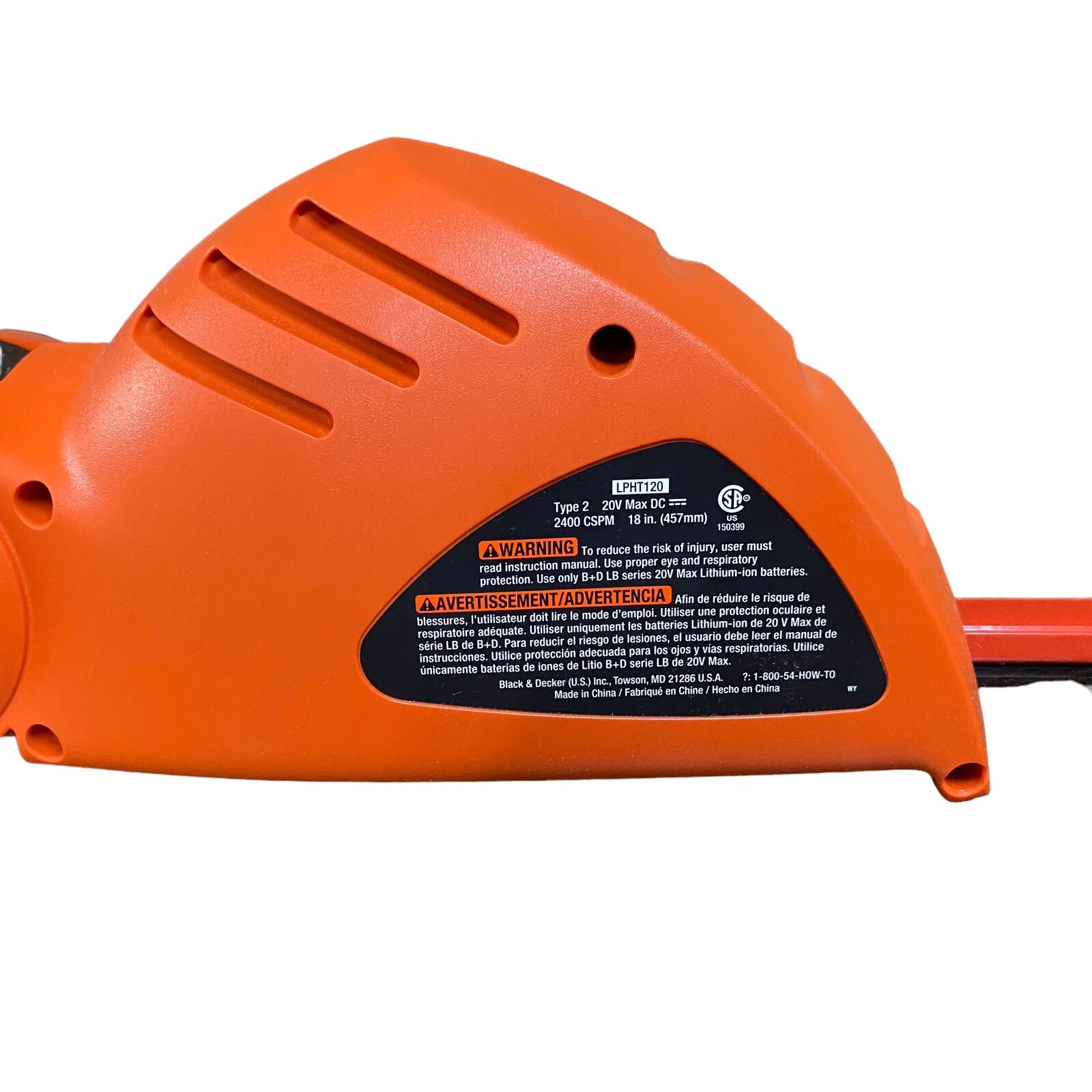 USED - BLACK+DECKER 20V Cordless Pole Hedge Trimmer, 18" LPHT120 - TOOL ONLY