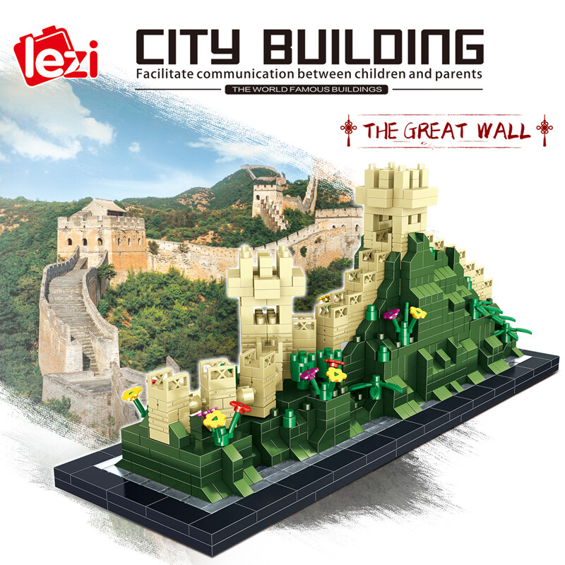 Lezi World Architecture China Great Wall Model Mini Diamond Blocks
