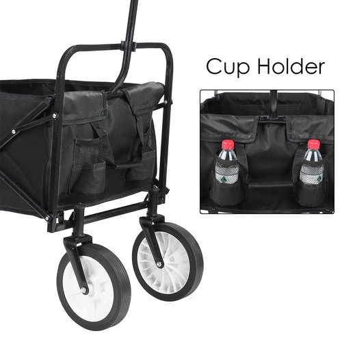 Folding Outdoor Wagon Cart Collapsible Utility Grocery Shopping Cart Heavy Duty - Picture 5 of 9
