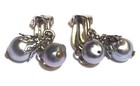 14k white gold round blue pearl dangle earrings 5.4g clip on vintage — photo 4