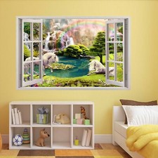 Unicorns Fairy Tale Fairyland Magical Forest Wall Sticker Mural Wallpaper AZ29