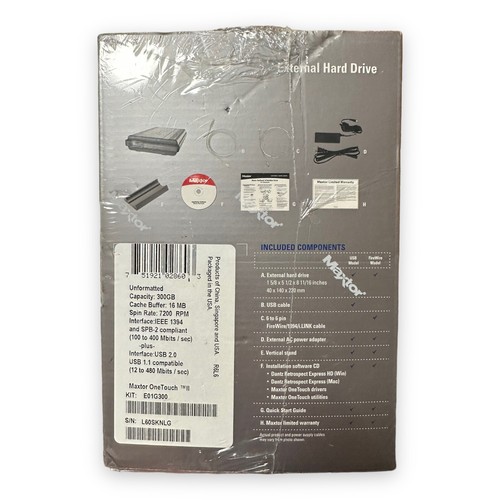 MAXTOR ONETOUCH II External Hard Drive 300 GB 7200 RPM Brand New Factory Sealed! - Picture 4 of 7
