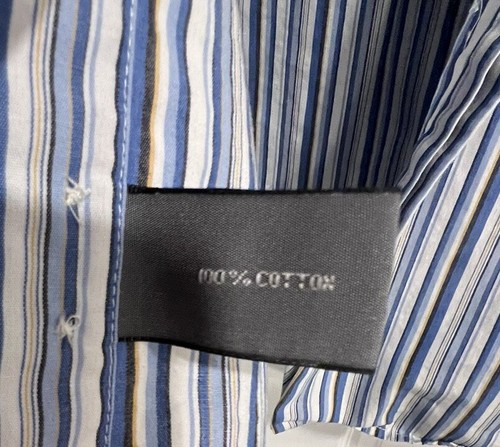 Talbots Mens XL Short Sleeve Button Down Shirt Light Blue + White Striped Cotton - Picture 7 of 7