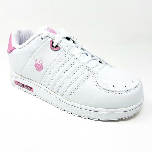 K-Swiss Wolert White Bubble Gum Pink Girls Kids Casual Shoes Sneakers 51376136 - Picture 2 of 5