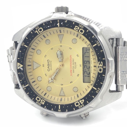 Vintage CASIO AMW 320D Alarm Chronograph Analog/Digital Steel Men's Watch 1374 - Picture 4 of 6