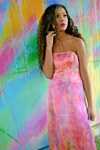 NEW J.Crew Silk Wedding Dress Gown Blue purple pink 2 4 6 tie dyed Bohemian XS S - Picture 6 of 10