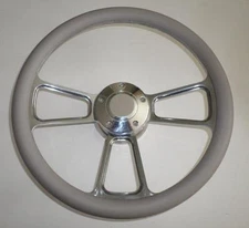 GRAY Half Wrap 14" BILLET Steering wheel kit with Hub adaptor & Horn Button NEW