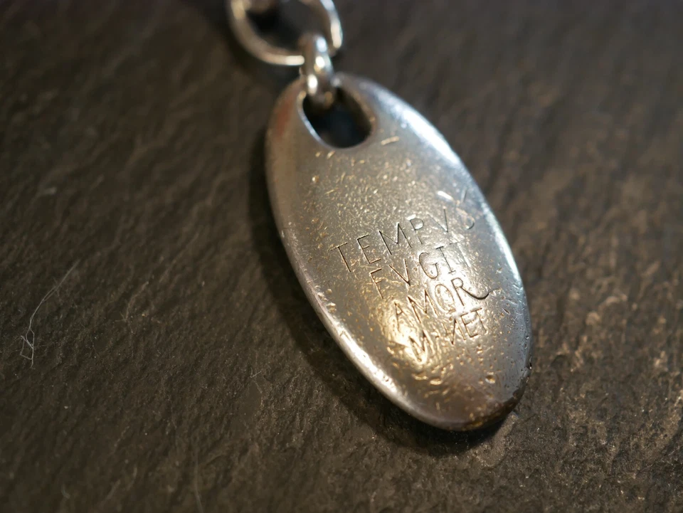 925 Silber Anhänger Schlüsselanhänger Wempe Tempus Fugit Amor Manet Schwer - Bild 2 von 4