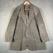Pioneer Wear Blazer Sport Coat Corduroy Gray Leather VTG USA Western Mens 52