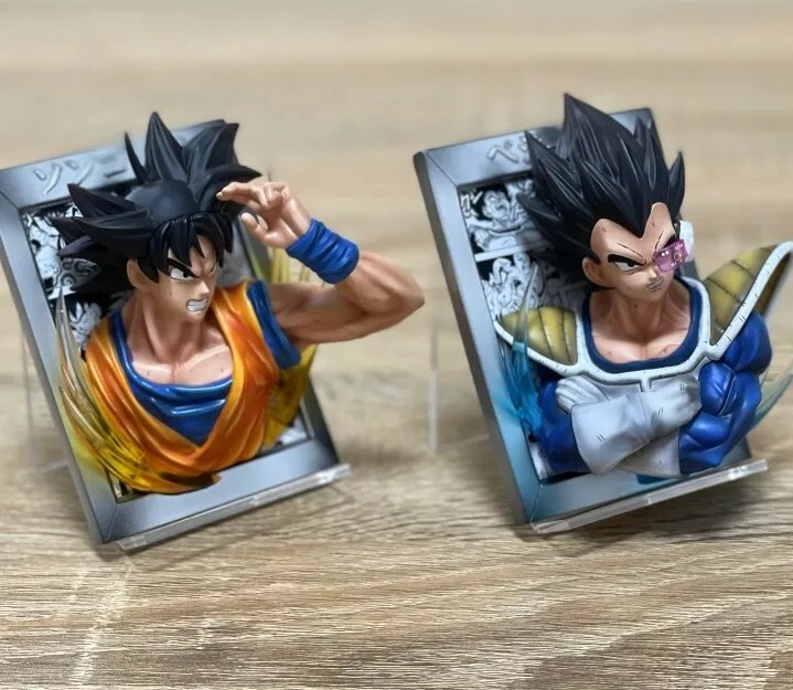 Figurines Dragon Ball Magnet Goku et Vegeta : Bustes 3D 10cm en PVC
