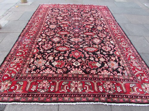 Vintage Hand Made Traditional Oriental Wool Blue Red Large Carpet 339x235cm