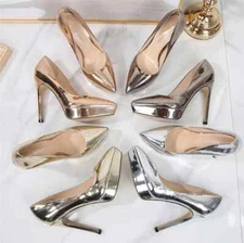 Women 12cm High Heels 2.5cm Platform Pumps Pointed Toe Stilettos Party Shoes