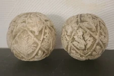 Set Of 2 Cement Look Terracotta Bowl Filler Decorative Balls Primitive Country 