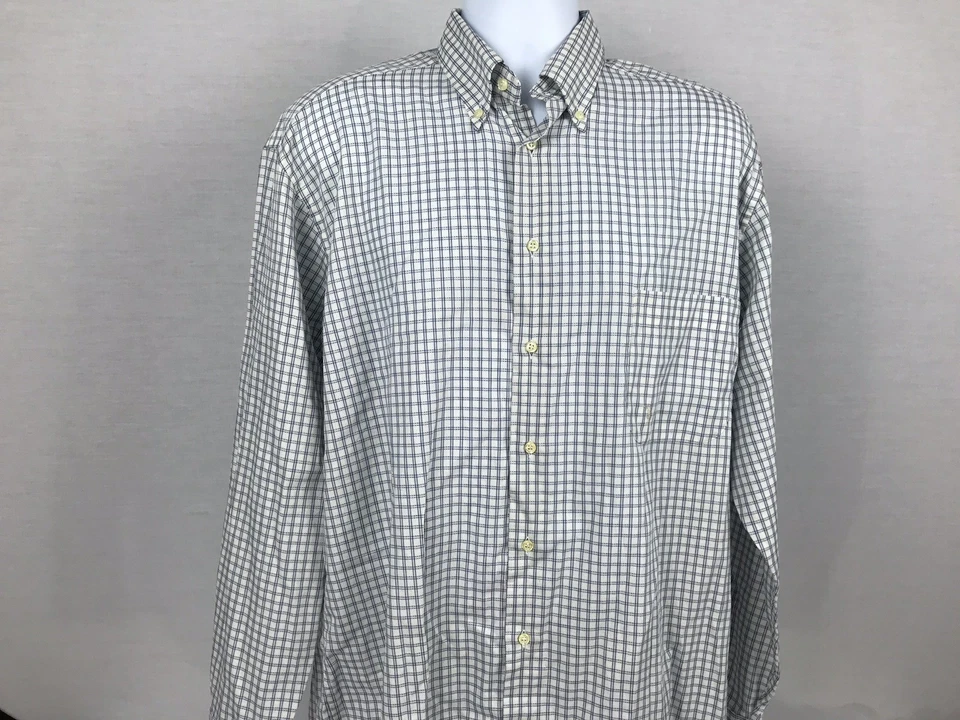 Camisa de vestir Trussardi para hombre manga larga botón delantero blanco azul rayas 42/16,5 Foto 2 de 4