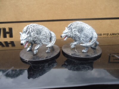 Two Winter Wolf 25 / 45 Storm King's Thunder D&D Miniature 2016 Wizards PreLoved