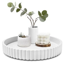 11 Round Resin Decorative Tray, Coffee Table Centerpiece, Anti-slip, Living