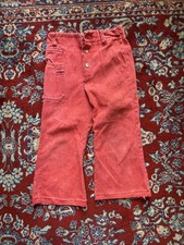 Vtg 60s 70s Flare Pants Handmade Bell Bottoms Toddler 3/4 Pockets Faded Red