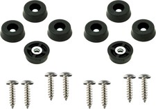 8 Small Round Rubber Feet Bumpers W/Screws - .250 H X .671 D - Made in Black