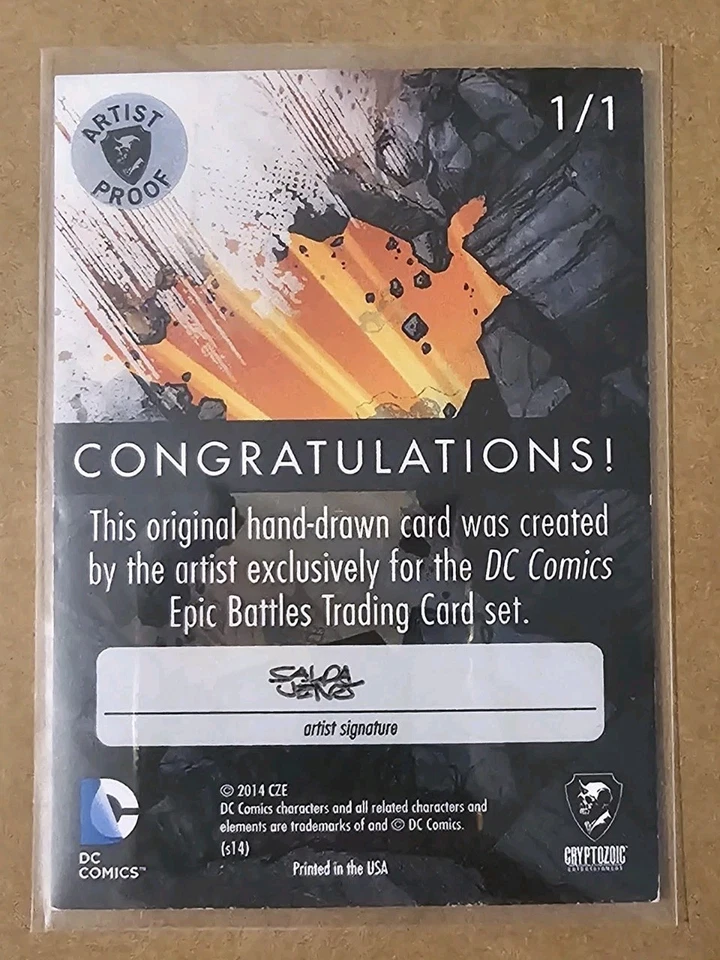 2014 Cryptozoic DC Comics Epic Battles Superman Sketch Card AP Saldajeno 1/1 - Image 3 of 3