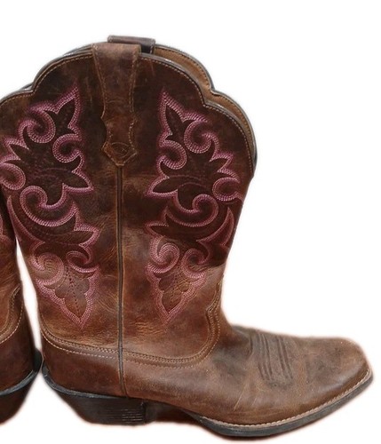 Ariat Heritage Western Cowboy Boots Brown Pink Stitch Womens Size 11B 10014172 - Picture 2 of 8