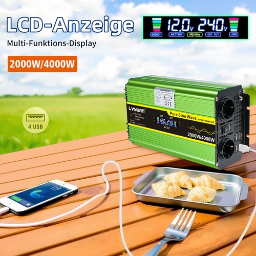 2000W Pure Sine Wave Inverter 12V/24V 230V 4000W Peak LCD Remote Control - Picture 5 of 24