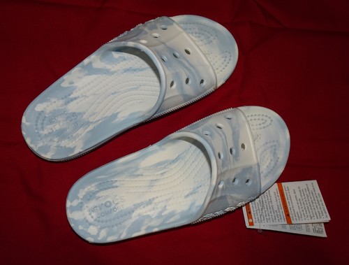 Nueva Sandalia Crocs Baya II Azul Blanco Mármol Deslizable Unisex Talla Hombre 5/Mujer 7