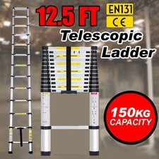 3.8M Portable Telescopic Ladder Scaffold Tower Ladder Hook Steps CE