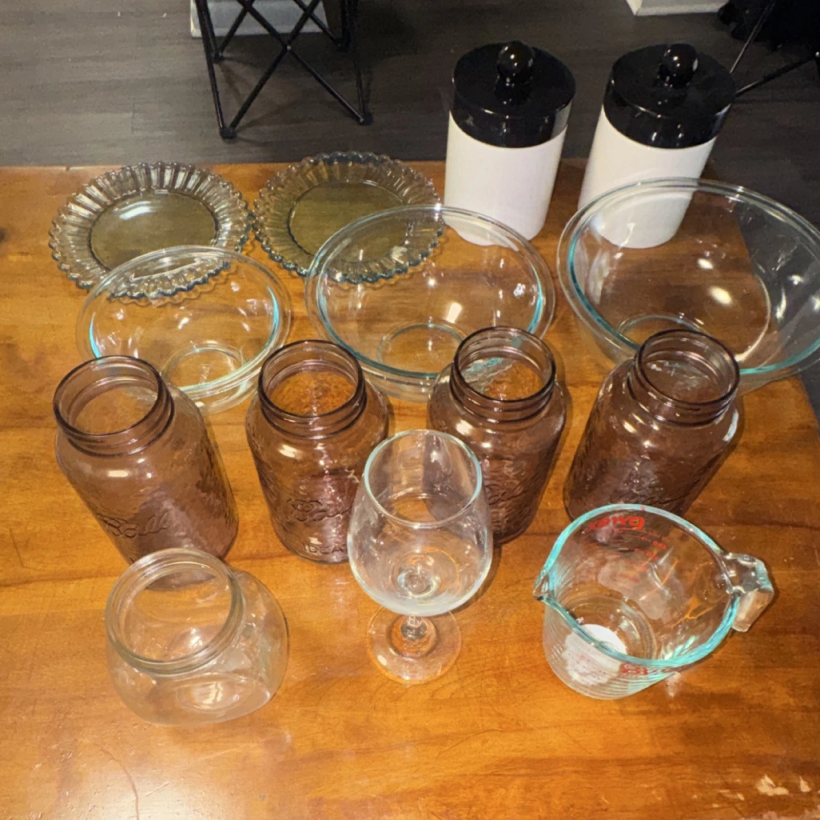 11-Piece Glass & Ceramic Kitchen Canister, Jar, Bowl, Plate, Measuring Cup Set