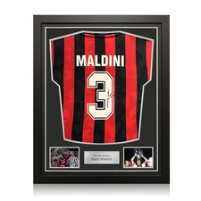 Maglia del AC Milan del 1994 autografata da Paolo Maldini. Incorniciata.
