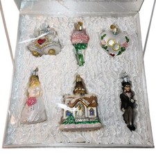 C4-OLD WORLD CHRISTMAS Wedding Christmas Blown Glass Ornament Box Set Of 6