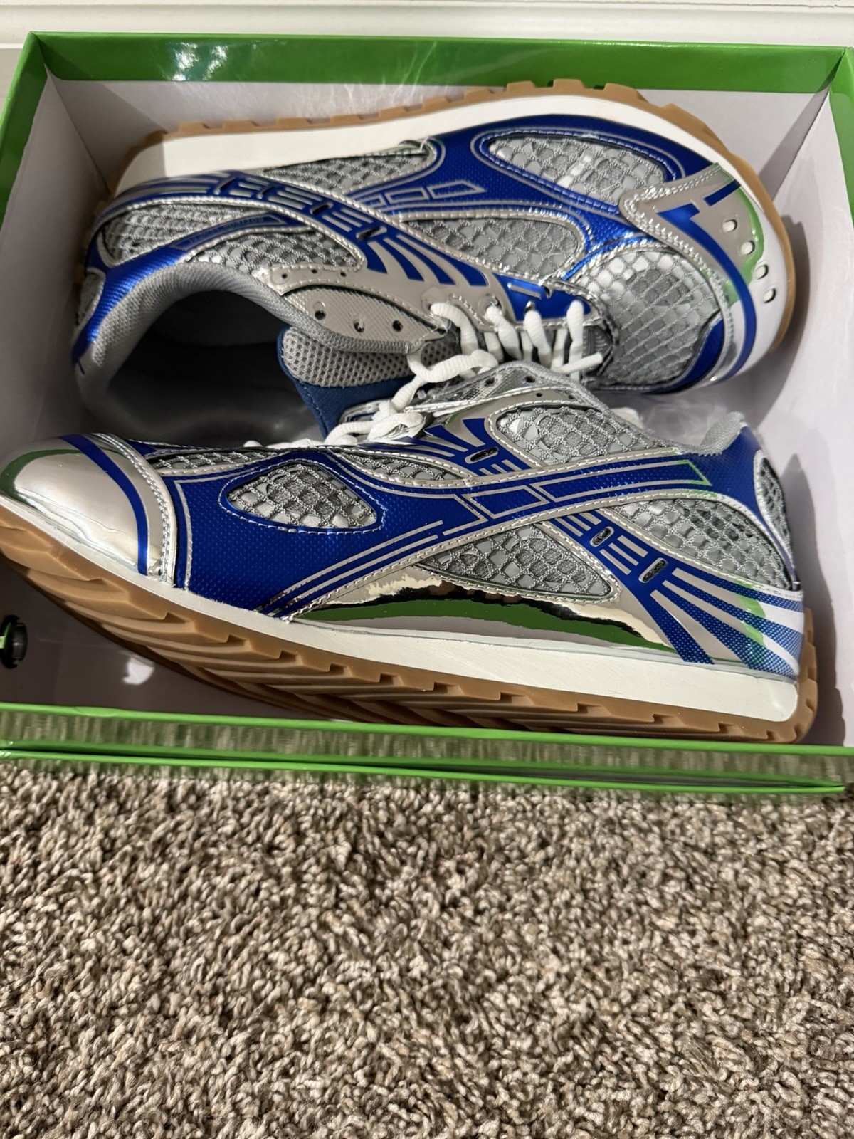 Bottega Veneta Orbit Sneakers Silver/blue Size 8.5 comes with box