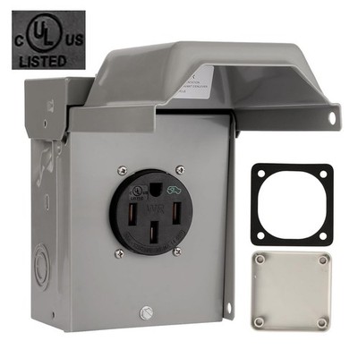 50 Amp EV/RV Power Outlet Box, NEMA 14-50R Receptacle EV Charger Outlet Box,Heav