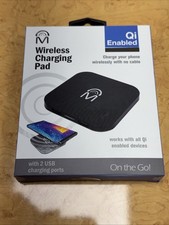 Qi Enabled Wireless Charging Pad W/ 2 Usb Charging Port On The Go