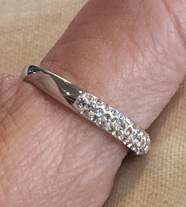 Ring Size 10 Clear Gems Silver Stackable Signed - image 3