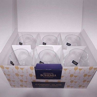 Crystalite Bohemia Cognac/Brandy Balloon Glasses 24oz/690ml Sets of 6 NIB