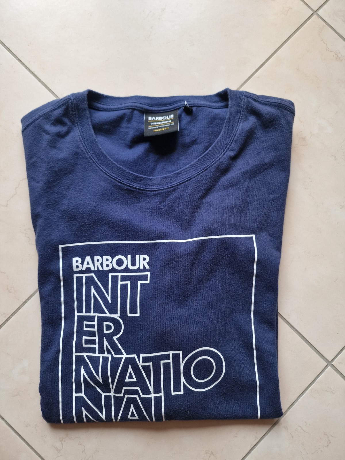 T-shirt Barbour International Uomo Blu Navy Taglia L Tailored Fit Logo Grafico