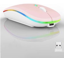 Wireless Bluetooth Mouse,LED Dual Mode Rechargeable Silent Slim Laptop Mouse,...