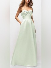 NEW Alfred Sung Bow Strapless twist cuff neck gown mint green D888 sz 4