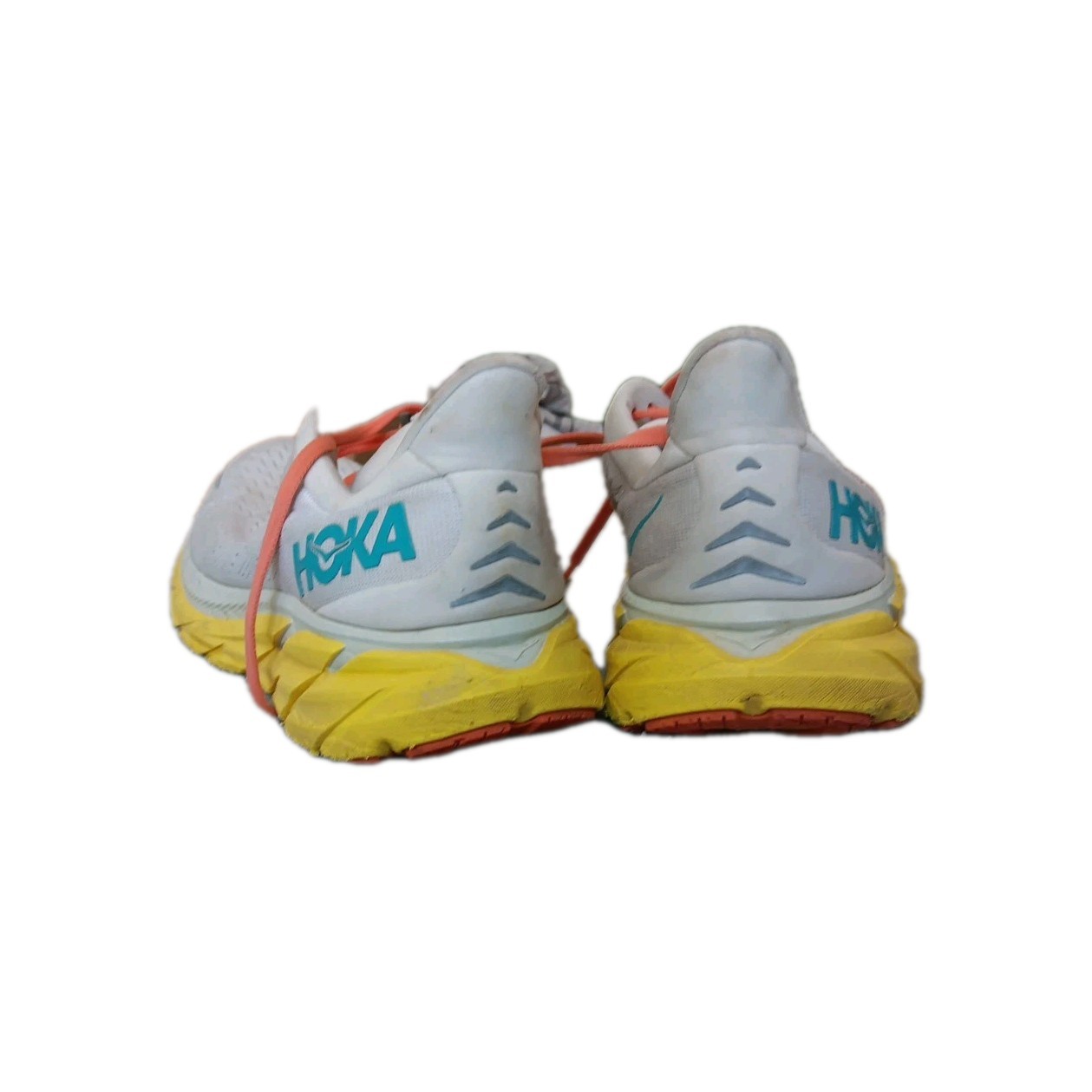 SAOLA Hoka Clifton 8 Wide Uomo 9 5 EE Bianco Grigio Arancione Giallo Max Imbottito Running