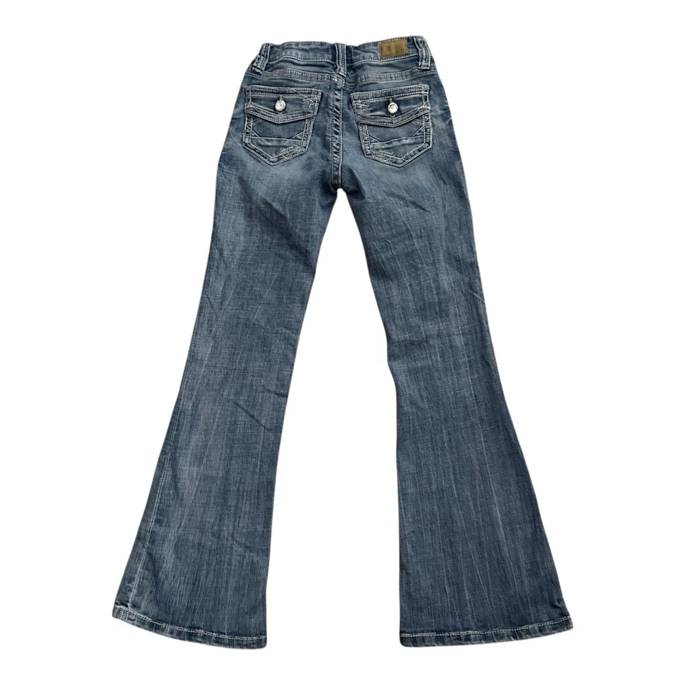 Jeans Daytrip Youth 10R Bootcut Cintura Ajustable Estrás Bolsillo Azul Denim Foto 2 de 4