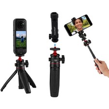 Black Mini Tripod Stand with 1/4" Screw Mount for Insta360 X5, DJI OSMO Pocke...