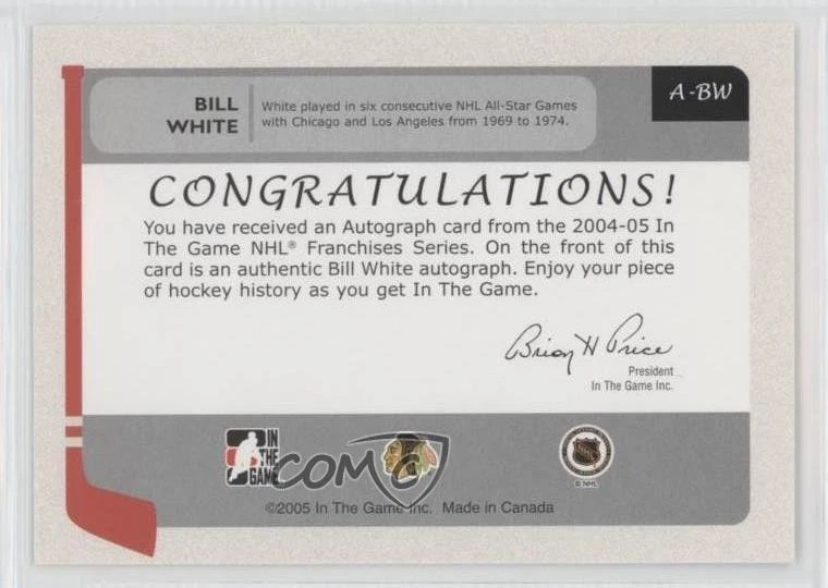 2004-05 ITG Franchises US West Edition Vault Black Bill White #A-BW Auto - Image 2 of 2