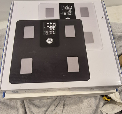 GE Fit Plus Smart Body Analyzing Body Fat Scale, Glass, Black
