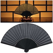 Bamboo Silk Folding Fan Handheld Chinese Vintage Retro Fabric Fans Gift US