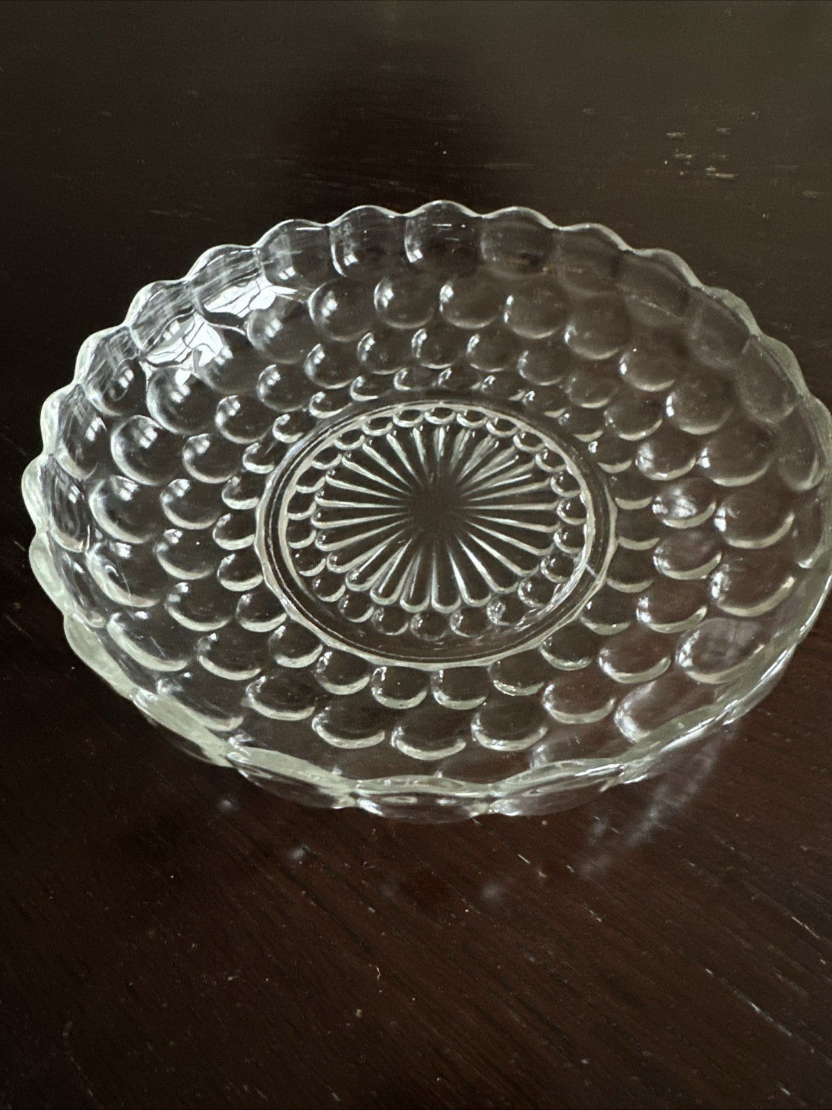 Vintage Anchor Hocking Clear Bubble Glass 8” Serving Bowl