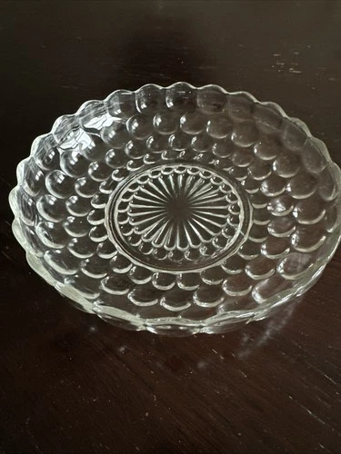 Vintage Anchor Hocking Clear Bubble Glass 8” Serving Bowl