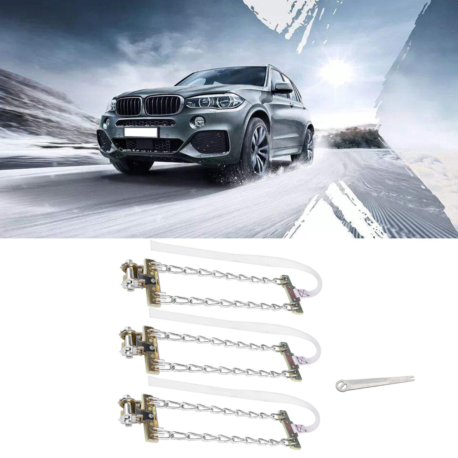 (S)3Pcs Tire Anti Skid Chains Steel Chain Snow Mud Tire Anti-skid Security Tyre